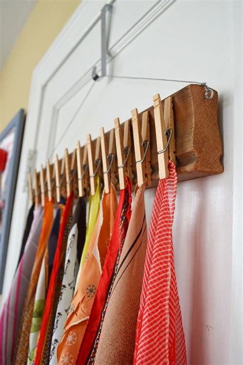 hanging scarves on display.